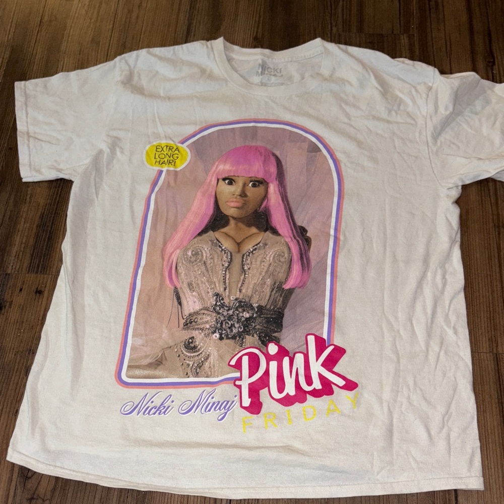 Nicki Minaj White Tee with Pink Graphic